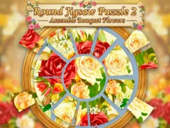 Igra Round jigsaw Puzzle 2 - Assemble Bouquet flowers spletu