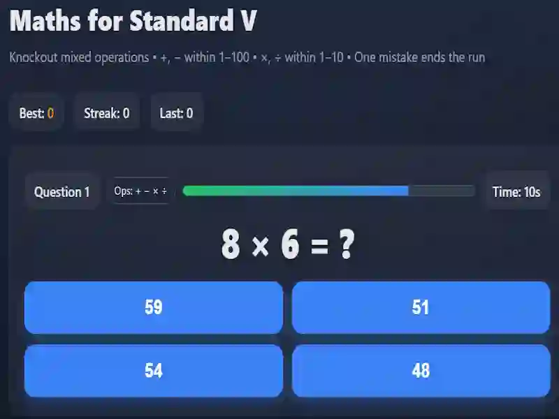 Igra Maths for Standard V spletu