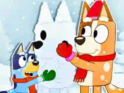 Igra Jigsaw Puzzle: Bluey Christmas Snowman spletu