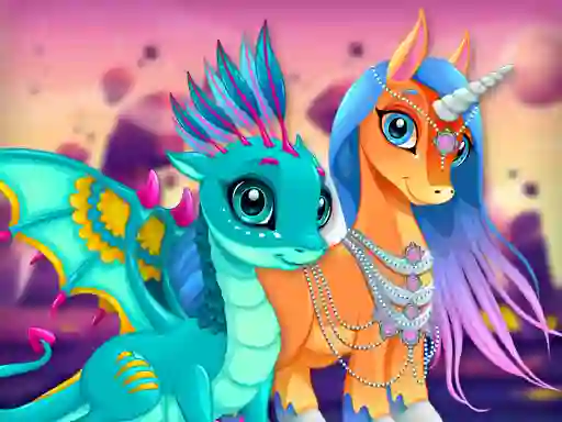 Igra Cute Unicorns And Dragons Puzzle spletu