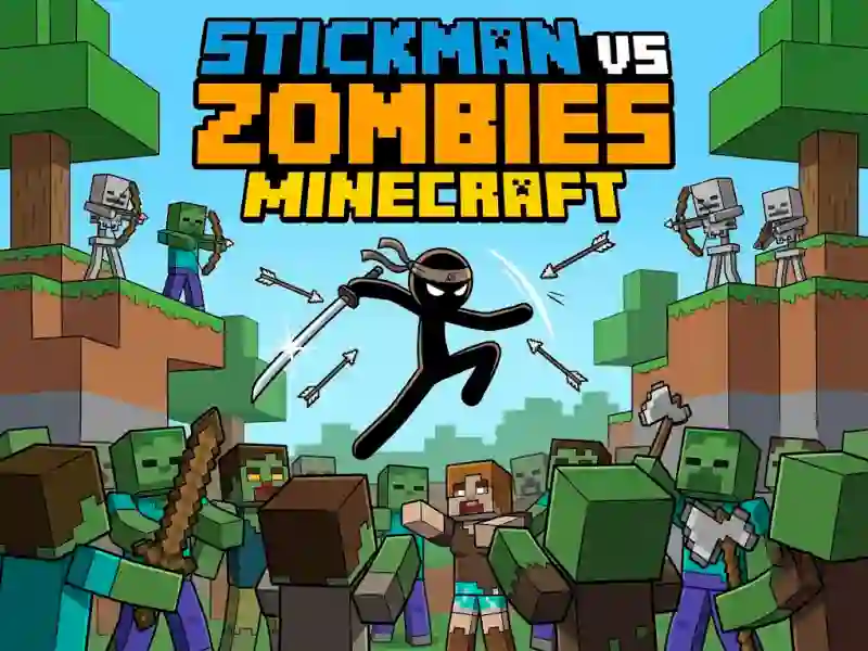 Igra Stickman vs Zombies Minecraft spletu