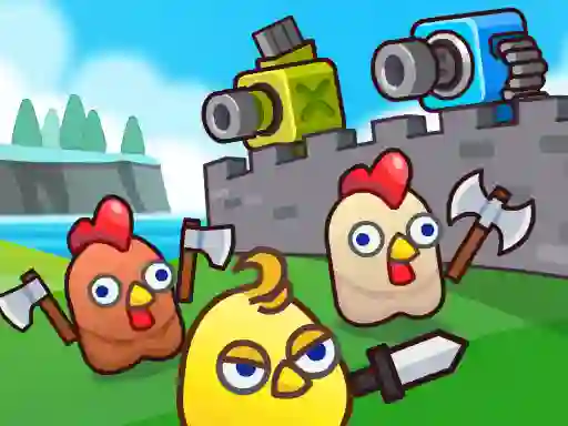 Igra Merge Cannon: Chicken Defense spletu