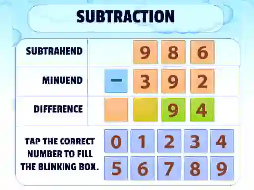 Igra Subtraction Practice spletu